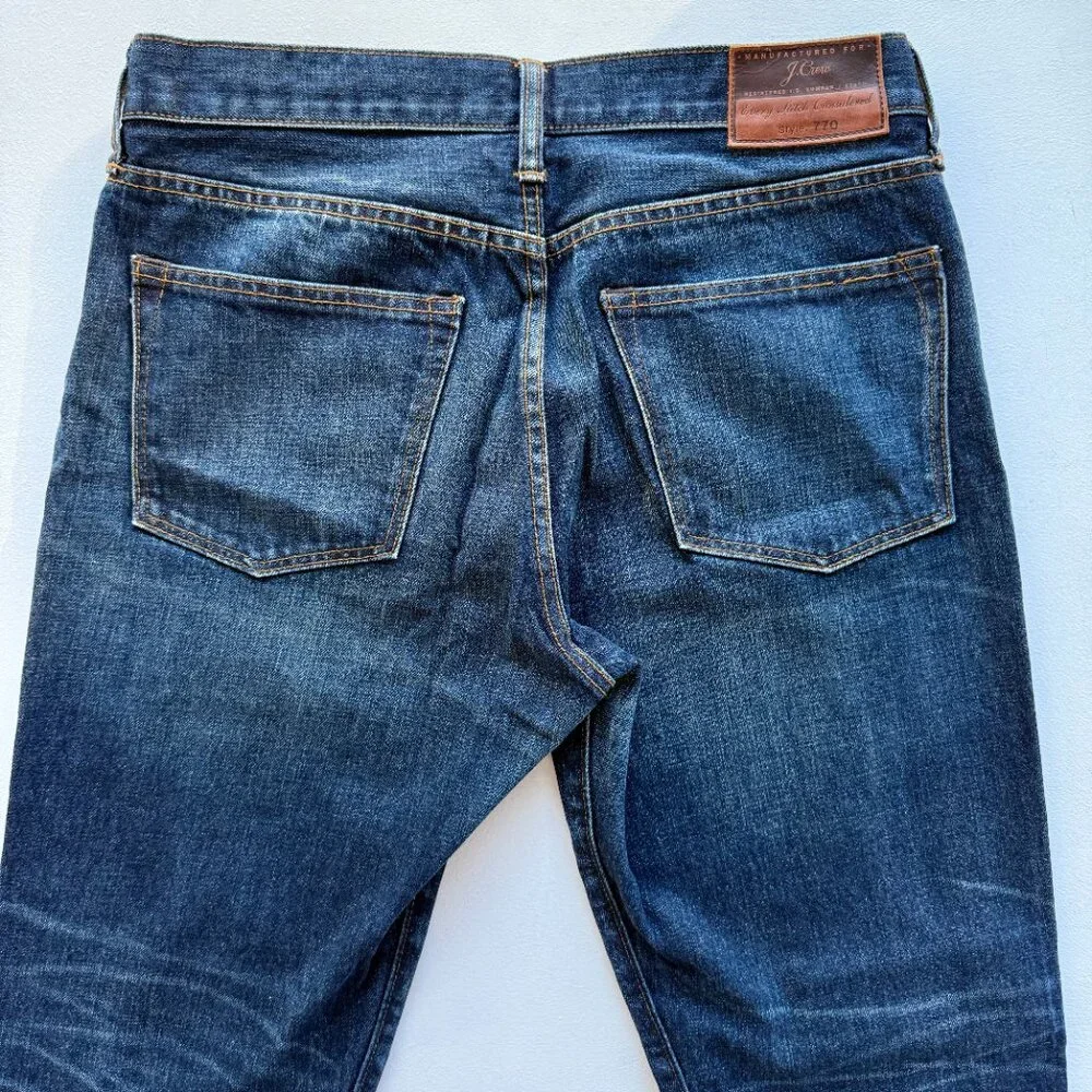J.Crew 770 Straight Fit Jeans 100% Cotton Dark Wash Denim W32 L32 - Picture 2 of 8